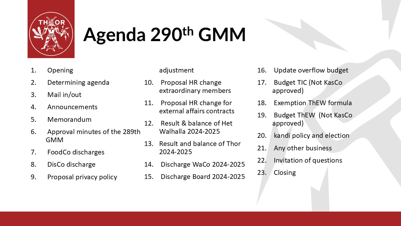 290th GMM Agenda