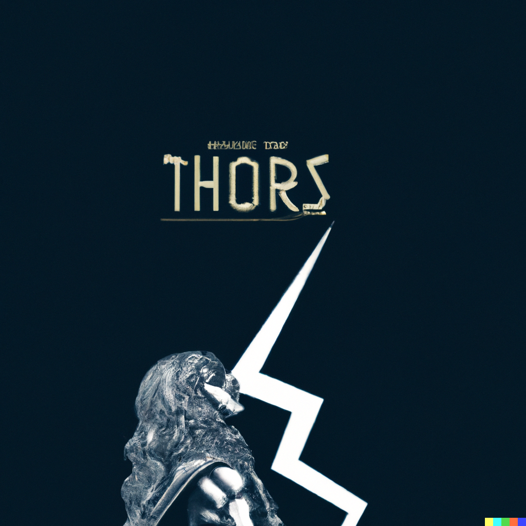 DALL·E 2023-02-20 10.29.52 - merchandise poster for e.t.s.v. Thor, digital art, minimal